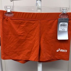 ASICS New! Orange Spandex Low Cut Short Shorts